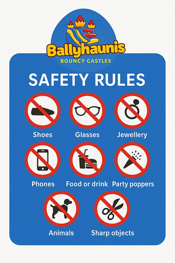 Ballyhaunis Bouncy Castles safety rules poster